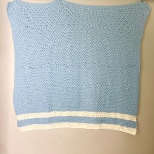 Handmade Crochet Knit Striped Baby Blanket Lap Throw